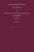 Cover: Yearbook of Private International Law - Sellier European Law Publishers