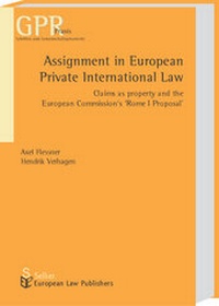 Abbildung von: Assignment in European Private International Law - Sellier European Law Publishers