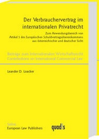Abbildung von: Der Verbrauchervertrag im internationalen Privatrecht - Sellier European Law Publishers