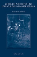 Cover: JAHRBUCH ZUR KULTUR UND LITERATUR DER WEIMARER REPUBLIK - edition text + kritik