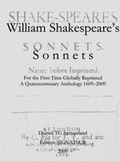 Cover: WILLIAM SHAKESPEARE'S SONNETS NEUER BEFORE IMPRINTED - FOR THE FIRST TIME GLOBALLY REPRINTED - EDITION SIGNAThUR