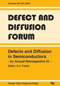 Cover: Defects and Diffusion in Semiconductors - Trans Tech
