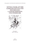 Cover: Mitteilungsblatt der Korrespondenten der Historischen Landeskommission f&uuml;r Steiermark - Historische Landeskomm. f. Steiermark