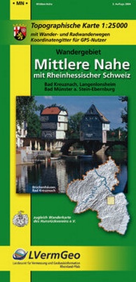 Abbildung von: Wandergebiet mittlere Nahe mit Rheinhessischer Schweiz (W) - Landesamt für Vermessung und Geobasisinformation Rheinland-Pfalz