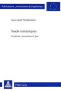 Cover: Sujets syntaxiques - Peter Lang Verlag