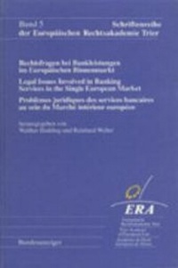 Abbildung von: Rechtsfragen bei Bankleistungen im Europäischen Binnenmarkt - Reguvis Fachmedien