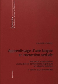 Abbildung von: Apprentissage d'une langue et interaction verbale - Peter Lang Verlag