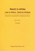 Cover: Recht in Afrika. Law in Africa. Droit en Afrique. Zeitschrift der... - K&ouml;ppe, R