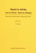 Cover: Recht in Afrika. Law in Africa. Droit en Afrique. Zeitschrift der... - K&ouml;ppe, R