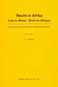 Cover: Recht in Afrika. Law in Africa. Droit en Afrique. Zeitschrift der... / Recht in Afrika. Law in Africa. Droit en Afrique. Zeitschrift der... - K&ouml;ppe, R