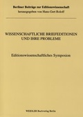 Cover: Wissenschaftliche Briefeditionen und ihre Probleme - Weidler bei Frank & Timme