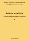 Cover: Editionen in der Kritik 1 - Weidler bei Frank & Timme