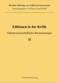 Cover: Editionen in der Kritik 2 - Weidler bei Frank & Timme
