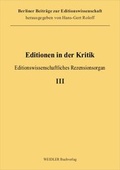 Cover: Editionen in der Kritik 3 - Weidler bei Frank & Timme