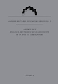 Cover: Aspekte der englisch-deutschen Musikgeschichte im 17. und 18. Jahrhundert - K&ouml;nigshausen & Neumann