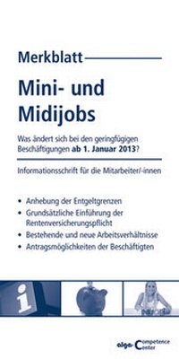 Abbildung von: Merkblatt Mini- und Midijob - Datakontext
