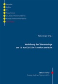 Cover: Verleihung der Toleranzringe am 12. Juni 2012 in Frankfurt am Main - VDG Weimar - Verlag und Datenbank f&uuml;r Geisteswissenschaften