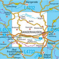 Abbildung von: L4532 Sangerhausen Topographische Karte 1:50000 - Landesamt für Vermessung und Geoinformation Sachsen-Anhalt (LVermGeo)