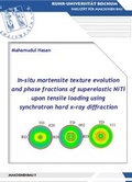 Cover: In-situ martensite texture evolution and phase fractions of superelastic NiTi upon tensile loading using synchrotron hard x-ray diffraction - Bochumer Universit&auml;tsverlag Westdeutscher Universit&auml;tsverlag