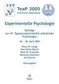 Cover: Experimentelle Psychologie - Pabst Science Publishers