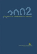 Cover: Jahresschrift f&uuml;r mitteldeutsche Vorgeschichte / Jahresschrift f&uuml;r mitteldeutsche Vorgeschichte 85 (2002) - Landesamt f. Denkmalpflege u. Arch&auml;ologie Sachsen-Anhalt