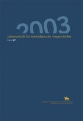 Cover: Jahresschrift f&uuml;r mitteldeutsche Vorgeschichte / Jahresschrift f&uuml;r mitteldeutsche Vorgeschichte 87 (2003) - Landesamt f. Denkmalpflege u. Arch&auml;ologie Sachsen-Anhalt