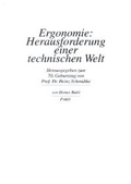 Cover: Ergonomie: Herausforderung einer technischen Welt - Pabst Science Publishers