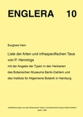 Cover: Liste der Arten und infraspecifischen Taxa von P. Hennings - Freie Universit&auml;t Bln Botanischer Garten