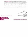 Cover: Gedenkschrift f&uuml;r Heinz C&uuml;ppers - Rheinisches Landesmuseum Trier