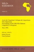 Cover: Actes du cinqui&egrave;me Colloque de linguistique Nilo-Saharienne, Nice 24-29 ao&ucirc;t 1992 - K&ouml;ppe, R