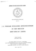 Cover: Das Problem ethischer Entscheidungen in der Medizin - Ruhr-Universit&auml;t Bochum. Zentrum f. Med. Ethik