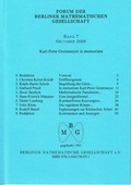Cover: Forum der Berliner Mathematischen Gesellschaft / Karl-Peter Grotemeyer in memoriam - Berliner Mathematische Gesellschaft e.V. c/oFreie Universit&auml;t Berlin Sekretariat Prof. Polthier