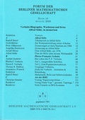 Cover: Forum der Berliner Mathematischen Gesellschaft / Verhulst-Biographie, Wachstum und Krise, Alfred St&ouml;hr in memoriam - Berliner Mathematische Gesellschaft e.V. c/oFreie Universit&auml;t Berlin Sekretariat Prof. Polthier