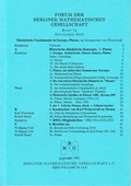 Cover: Forum der Berliner Mathematischen Gesellschaft / Didaktische Fundamente in Europa, Platon; mit Kommentar von Weierstra&szlig; - Berliner Mathematische Gesellschaft e.V. c/oFreie Universit&auml;t Berlin Sekretariat Prof. Polthier