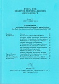 Cover: Forum der Berliner Mathematischen Gesellschaft / Albrecht D&uuml;rer, Begr&uuml;nder der neuzeitlichen Mathematik, zur Basis einer indoeurop&auml;ischen Mathematikgeschichte Teil 2 - Berliner Mathematische Gesellschaft e.V. c/oFreie Universit&auml;t Berlin Sekretariat Prof. Polthier
