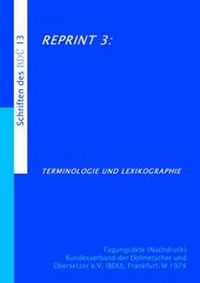 Abbildung von: Terminologie und Lexikographie - BDÜ Weiterbildungs- und Fachverlagsgesellschaft mbH