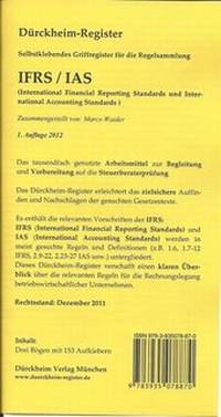 Abbildung von: IFRS / IAS (2012), International Financial Reporting/Accounting Standards Griffregister Nr. 870:  204 bedruckte Griffregister für die externe Rechnungslegung von Unternehmen. - Dürckheim Verlag