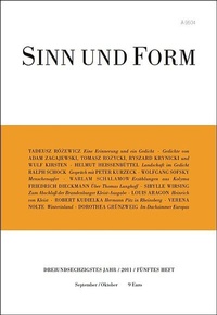 Enlarge image Cover: Sinn und Form 5/2011 - SINN und FORM