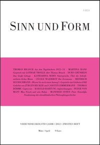 Enlarge image Cover: Sinn und Form 2/2012 - SINN und FORM