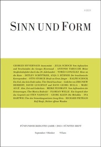 Enlarge image Cover: Sinn und Form 5/2013 - SINN und FORM