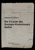 Cover: Die V-Leute des Gestapo-Kommissars Sattler - Hentrich und Hentrich Verlag Berlin