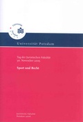 Cover: Sport und Recht - Universit&auml;tsverlag Potsdam