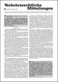 Abbildung von: Verkehrsrechtliche Mitteilungen - Kirschbaum Verlag
