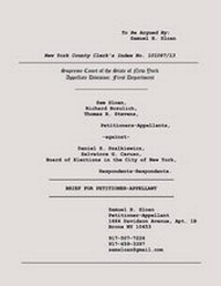 Abbildung von: Sloan Vs Szalkiewicz and Board of Elections in the City of New York Appeal Brief - Ishi Press