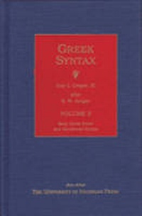 Enlarge image Cover: Greek Syntax - The University of Michigan Press