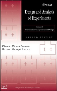 Enlarge image Cover: Design and Analysis of Experiments, Volume 1 - Wiley
