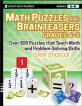 Cover: Math Puzzles and Brainteasers, Grades 6-8 - Jossey-Bass