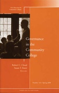 Cover: Governance in the Community College - Jossey-Bass