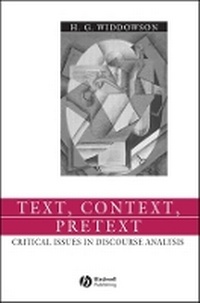 Enlarge image Cover: Text, Context, Pretext: Critical Isssues in Discourse Analysis - Wiley