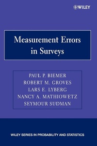 Enlarge image Cover: Measurement Errors in Surveys - Wiley